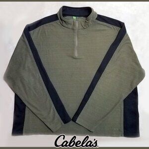 Cabelas Mens Hunter Green 1/4 Zip Sweater XXL